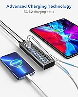 Vista 6 de Powered USB Hub 3.2, LEINSIS 10-Port USB 3.2/USB C Hub (10Gbps USB-A 3.2 +2 USB-C 3.2 +7 USB 3.0 Ports) with Individual On/Off Switches and 12V