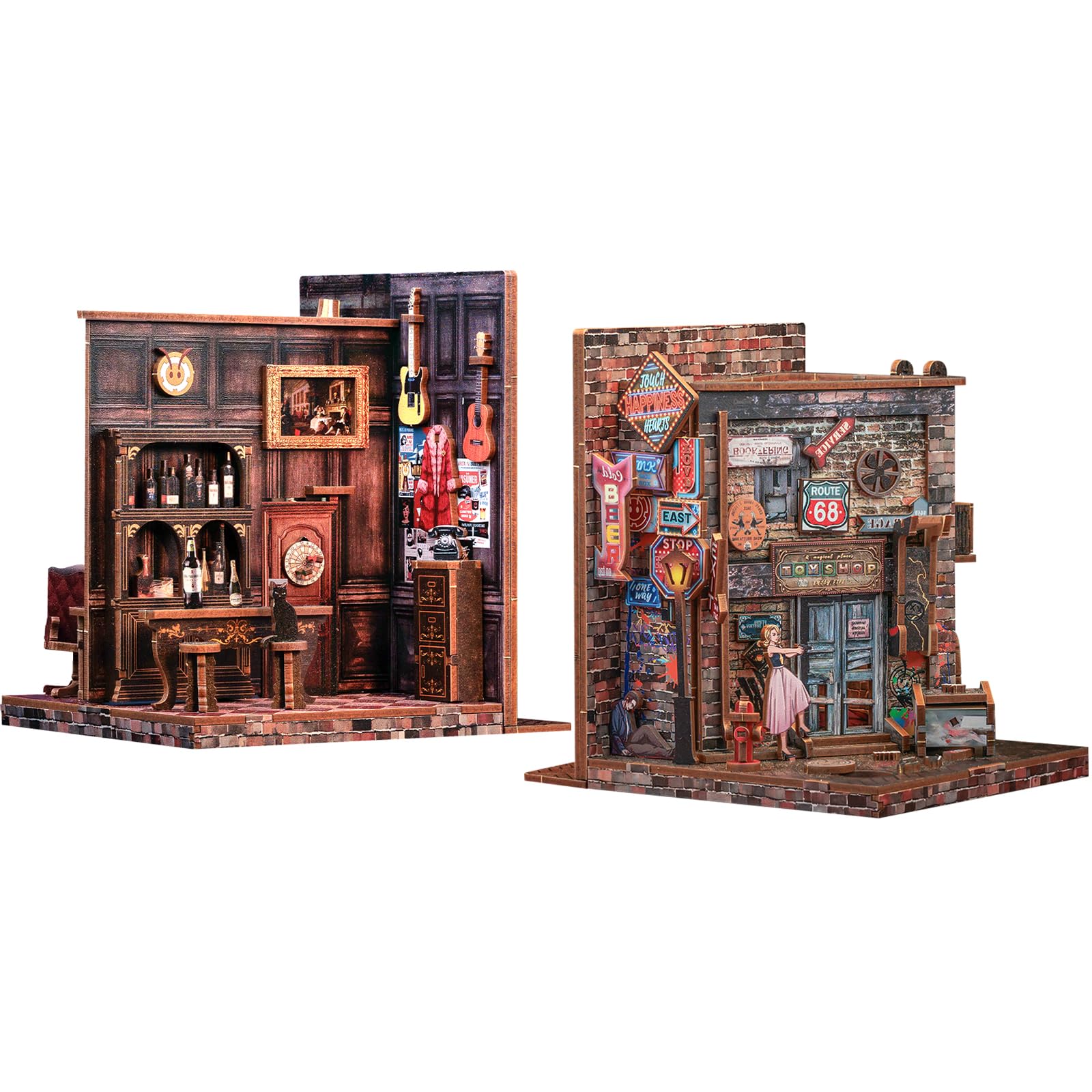 CUTEBEE Book Nook Kit – Fermalibri fai da te, in miniatura, per libreria, decorazione Diorama per adulti, da costruire, 2 pezzi (Farewell to The Night)