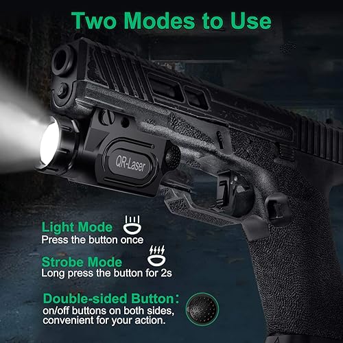 Miniatura 3 de QR-Laser Luz táctica de montaje de armas de 1200 lúmenes para pistola con riel Picatinny, linterna LED de alta calidad tipo C recargable con función