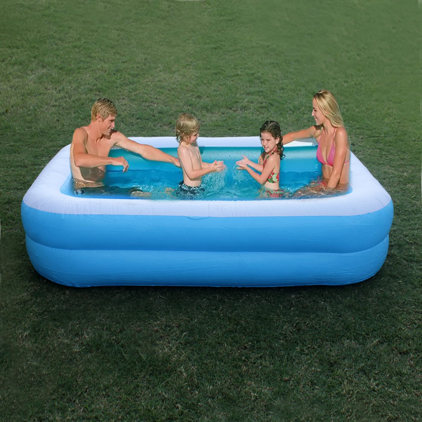 Kabello Swimming Pool Tub Inflatable Bath Tubs for Kids Family Water Pools with Air Pump Summer Play Outdoor Indoor Backyard Garden (6.7 Feet Swimming Pool)-picture-31