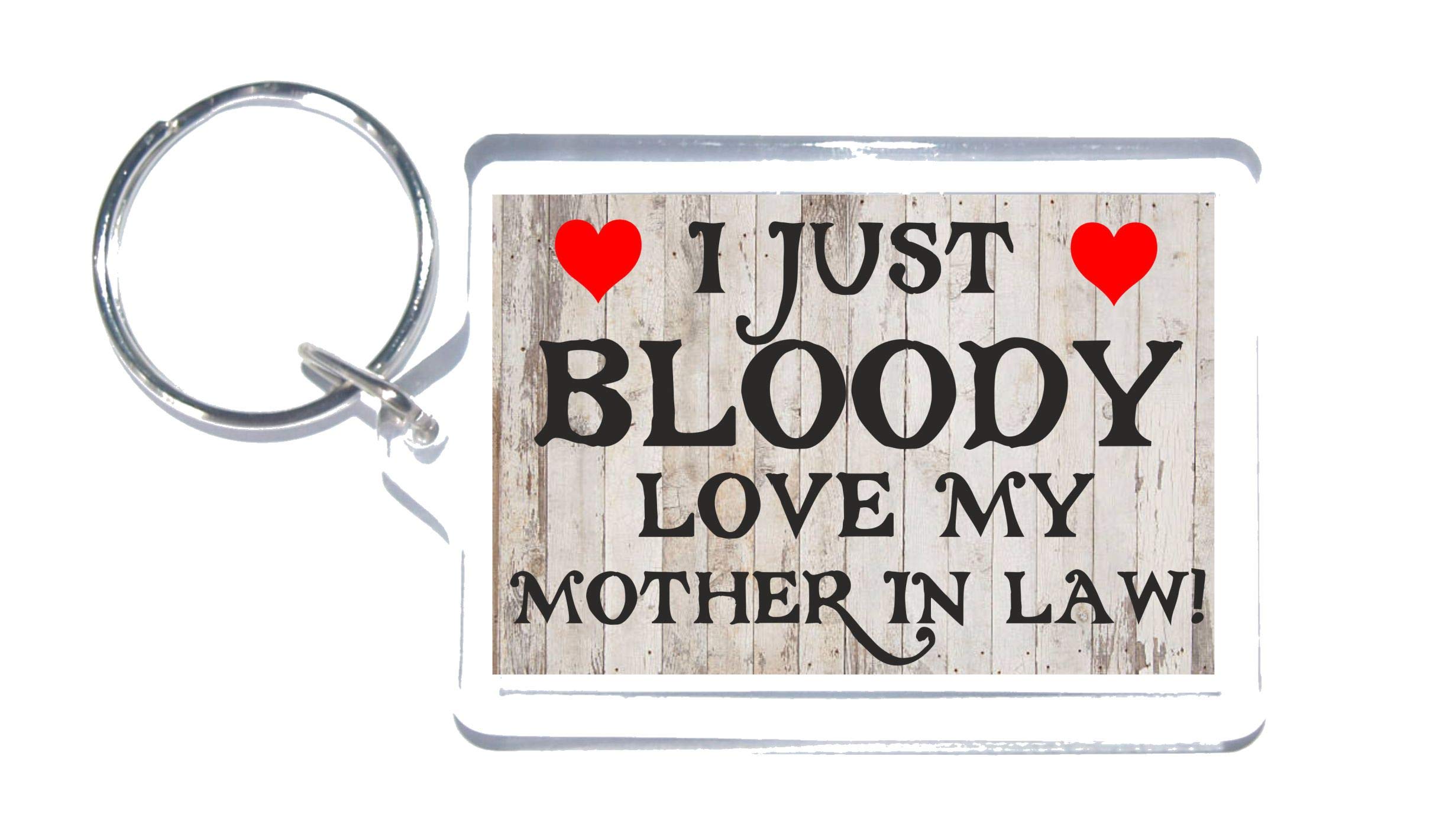 Clare''S Cosmetics Red Fun Mother In Law Gift - I Just Bloody Love My Mother In Law - Novelty Keyring - Ideal Present