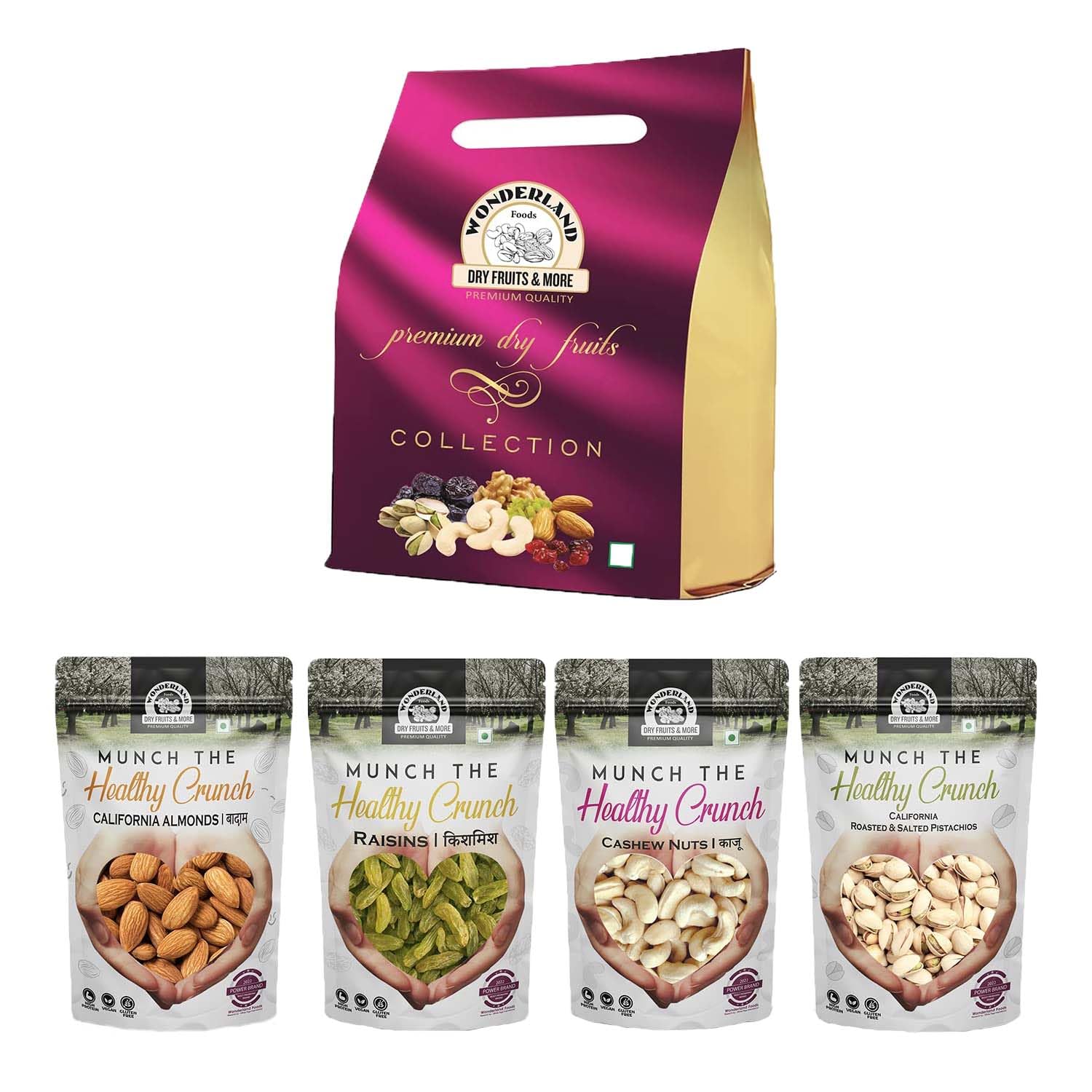 WONDERLAND FOODS (DEVICE) Dry Fruits Gift Box | Almonds + Cashews + Pistachios + Raisins (50Gx4) 200G Collection Pack (B0BG582T3R) Amazon Price History, Amazon Price Tracker