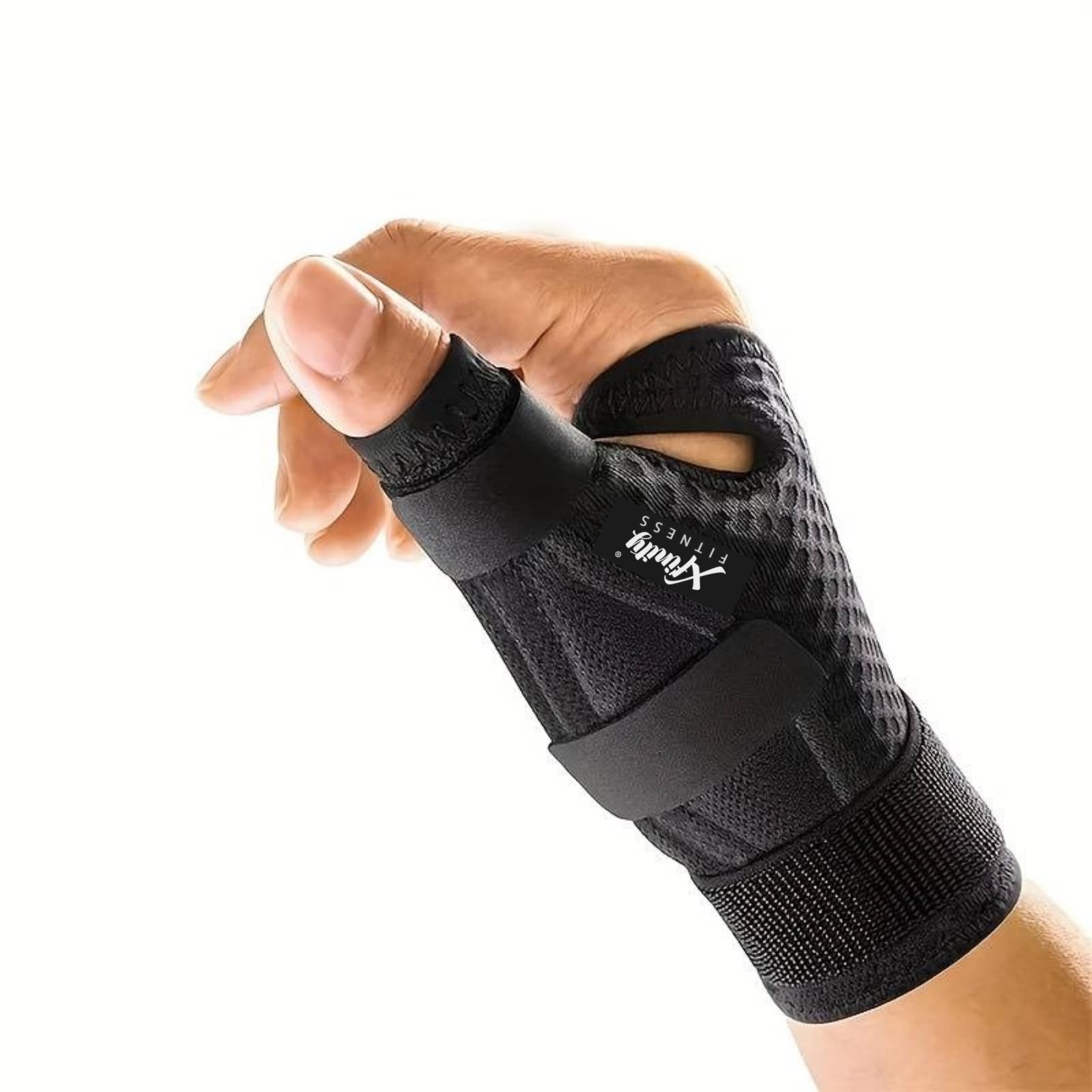 Xfinity Fitness Thumb Spica Splint with Wrist Support for Men & Women | Adjustable Thumb Brace for CMC & MCP Joint Stability | Breathable Wrist & Thumb Support for Tendonitis, Sprain & Recovery (Black)-image-8