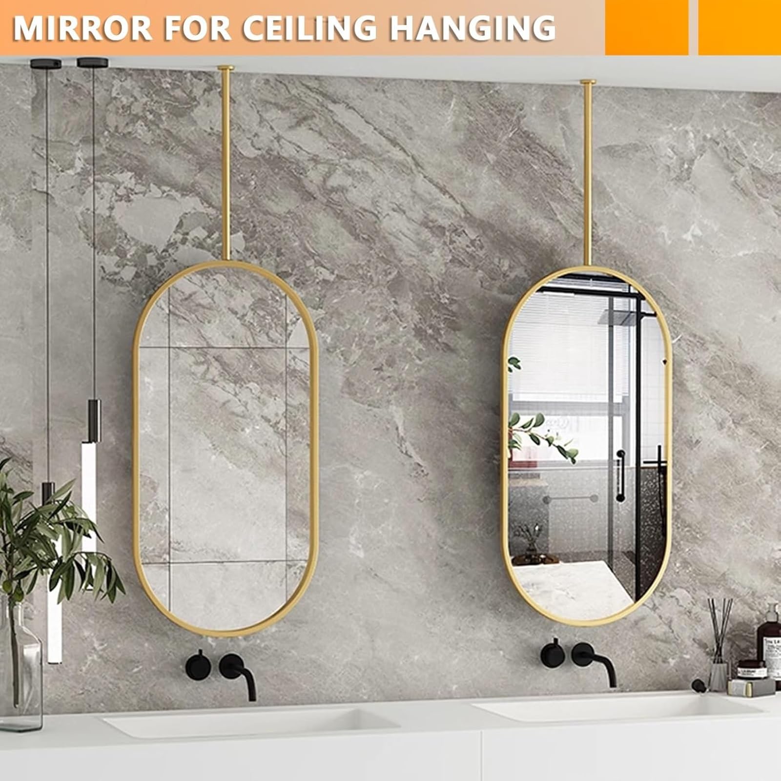 Owalne metalowe lustro łazienkowe – 50 x 70 cm wiszące lusterko do makijażu do sypialni, salonu, przedpokoju, elegancki akcent ścienny do dekoracji domu