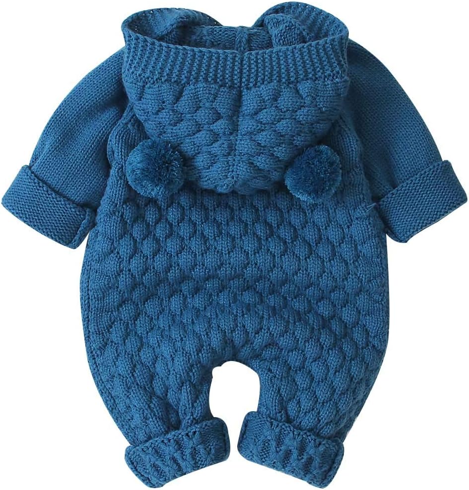 DovFanny Newborn Baby Knitted Sweater Romper Jumpsuit Girls Boys Baby Clothes Unisex Long Sleeve Bodysuit Snowsuit