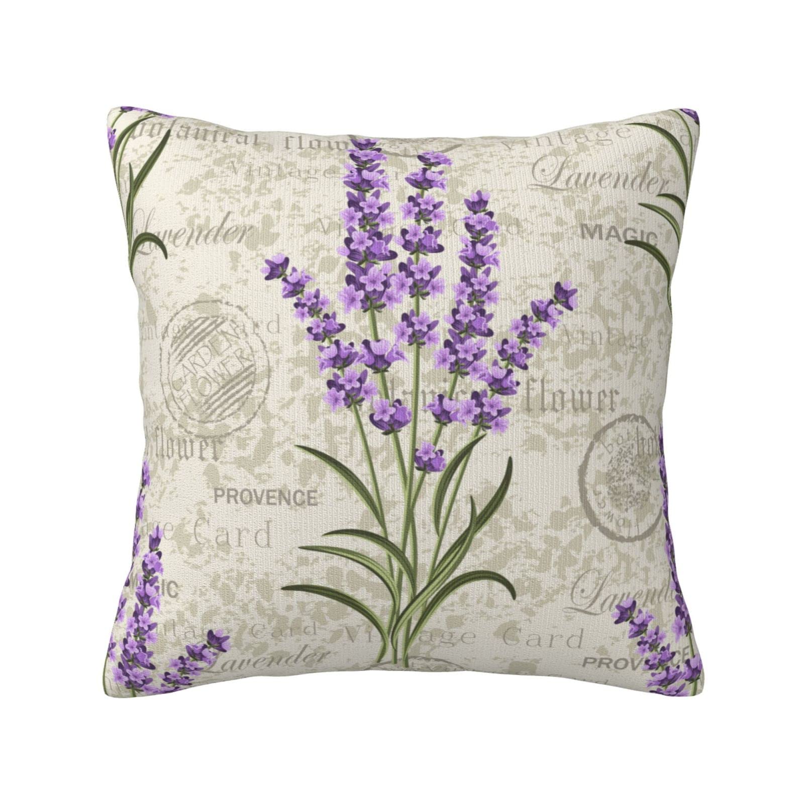 SNAPMADE Pretty Purple Lavender Throw Pillow Covers 18x18, Flowers-Themed Pillow Cushion Cases with Zipper, Modern Decorative Square Pillow Cases for