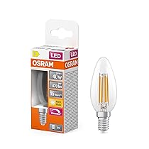 OSRAM Lampada LED Superstar B40 a forma di candela, dimmerabile, bianco caldo 2700 K, 3,4 W, E14, trasparente, 470 lm, 15.000 h, per lampadari e applique,