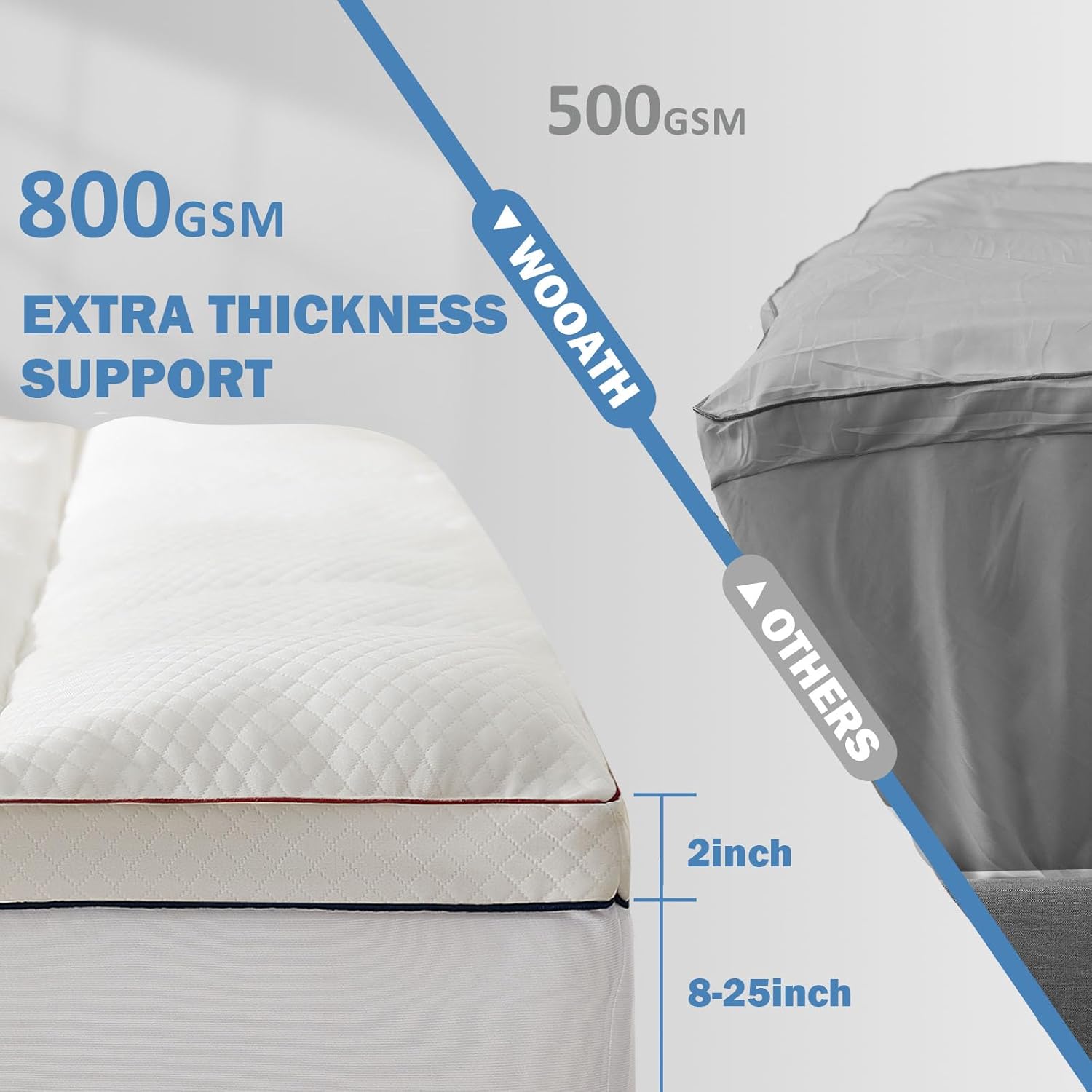 Mattress Topper King Cooling Pillow Top Pad for Bed Thick Mattress