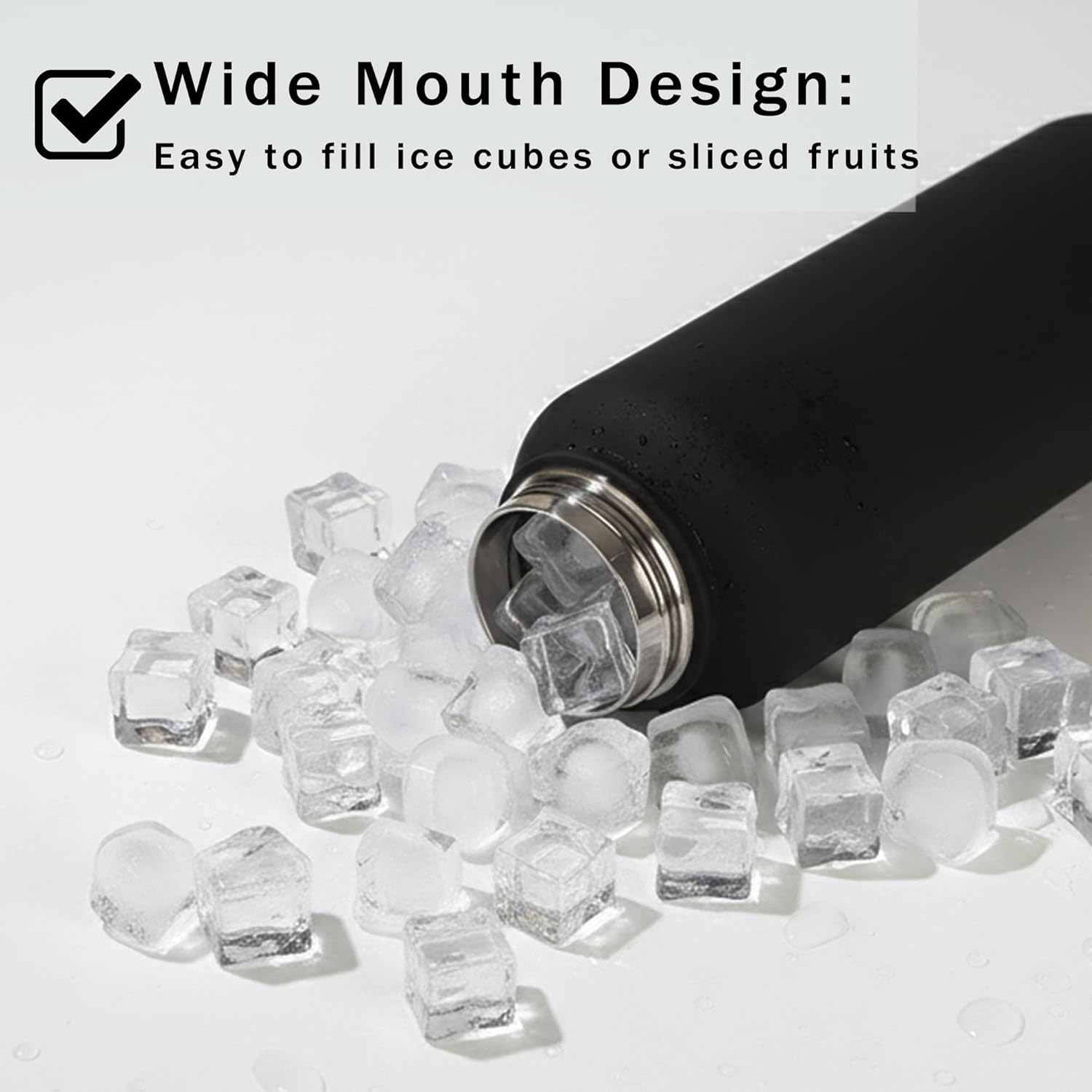 Black 32 oz Insulated Water Bottle, Large Metal Stainless Steel Water Flask, Big Sports Travel Mens Water Bottle for Gym,Hiking,1 liters Leakproof Insulated Thermal Bottle with 2 Lids - Image 5