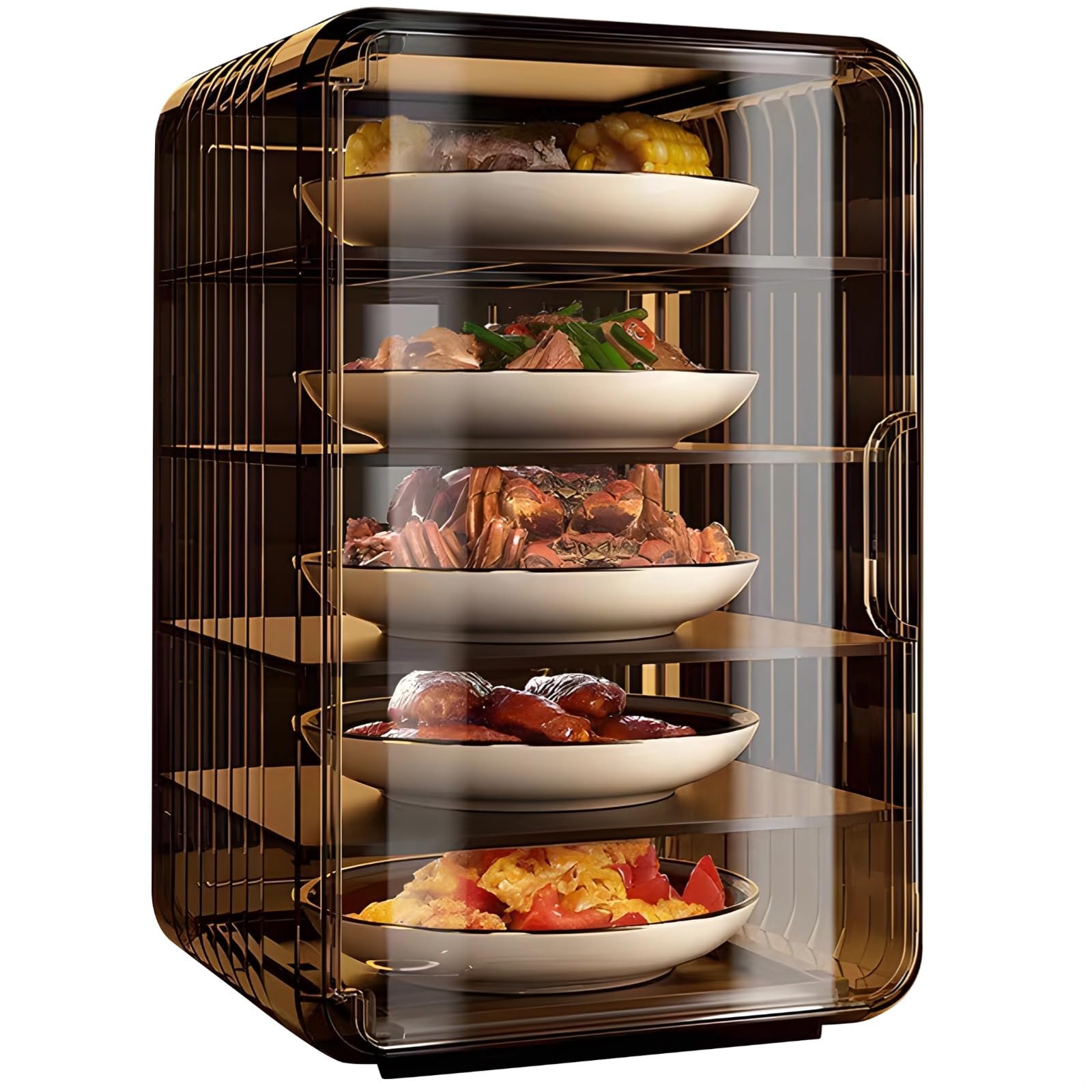 Porte-gobelet de bureau empilable avec panneaux transparents, étagères réglables, armoire de rangement élégante et esthétique pour bureau ou salon