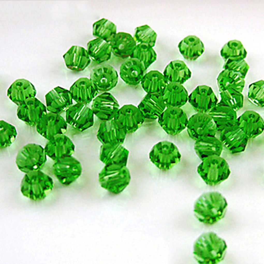 Gemini_mall Grass Green Gemini_mall® 100 Faceted Bicone Crystal Glass Beads 4Mm For Jewelry Making (Grass Green)