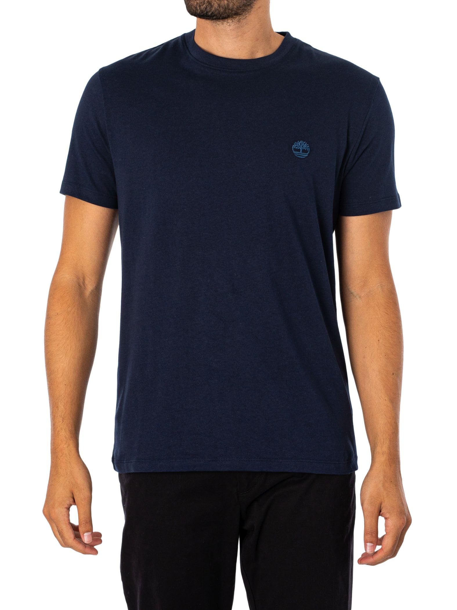 Timberland Men's Blue Slim Fit Embroidered Logo T-Shirt