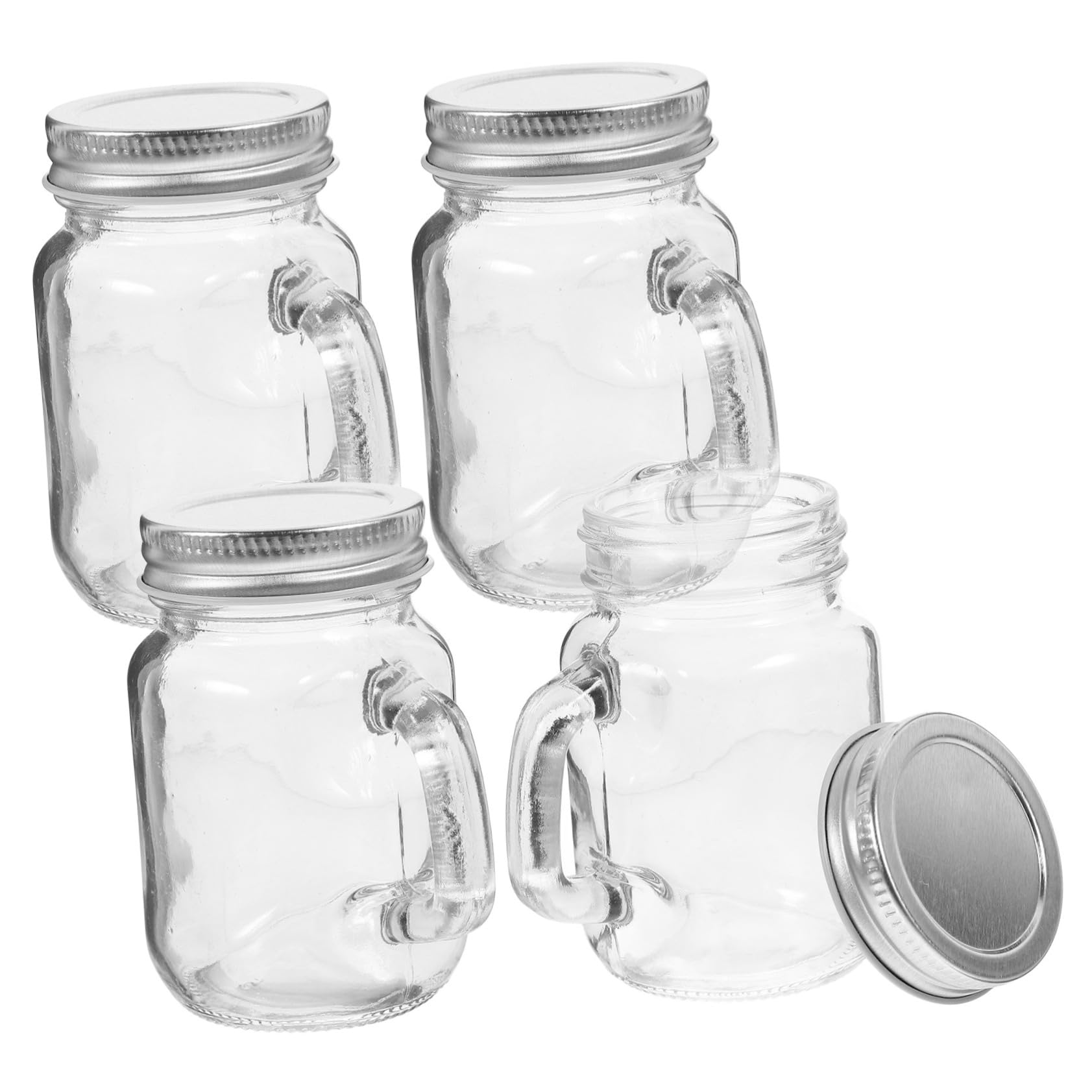 IMIKEYA 2 Sätze Mini-einmachgläser Einmachglas Mit Griff Glasbecher Mit Deckel Marmeladenglas Mit Deckel Einweckgläser Marmeladenbecher Kleiner Honigbehälter Transparent 4 Stück * 2