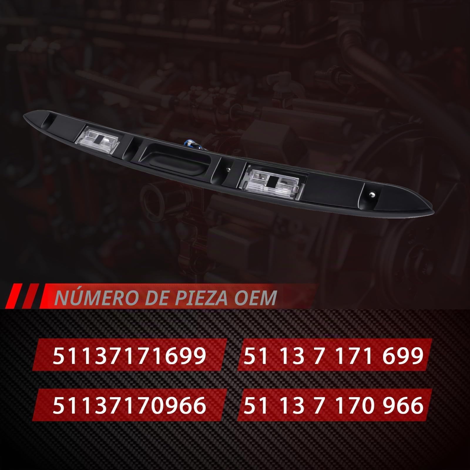 Barra de agarre con botón, portón trasero negro reemplazo para 3 Series E46 1998-2005 Accesorios de coche Parte # 51137171699 51137170966
