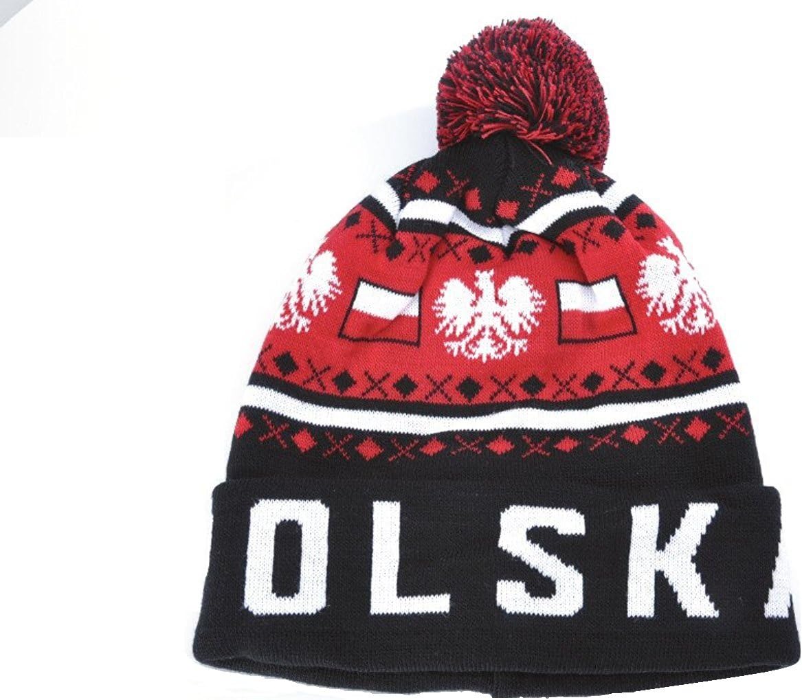 Polska Poland Black Winter Knit Hat Polish Pride Beanie