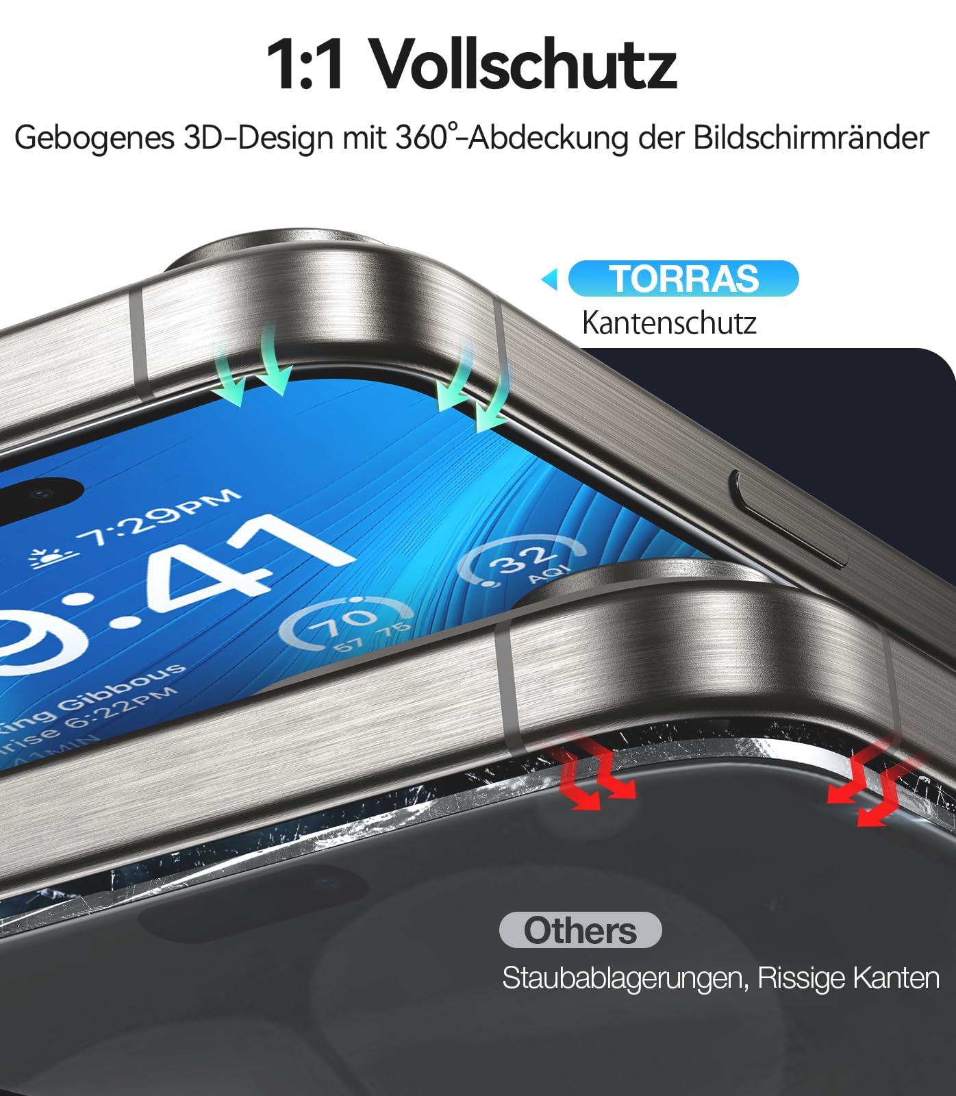 TORRAS für iPhone 17 Pro für Panzerglas [TOP Bruchsicherheit] Schutzfolie für iPhone 17 Pro Folie 9H Tempered Glas [Einfache Installation] Anti-Fingerabdruck,Kompatibel mit Hülle,2 Stück