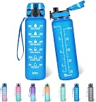 Polygon 32oz Motivational Water Bottle with Time Marker & Removable Strainer to Remind You Drink More Water, Fast Flow, Leakproof BPA Free Sport Water Bottle for Fitness and Outdoor