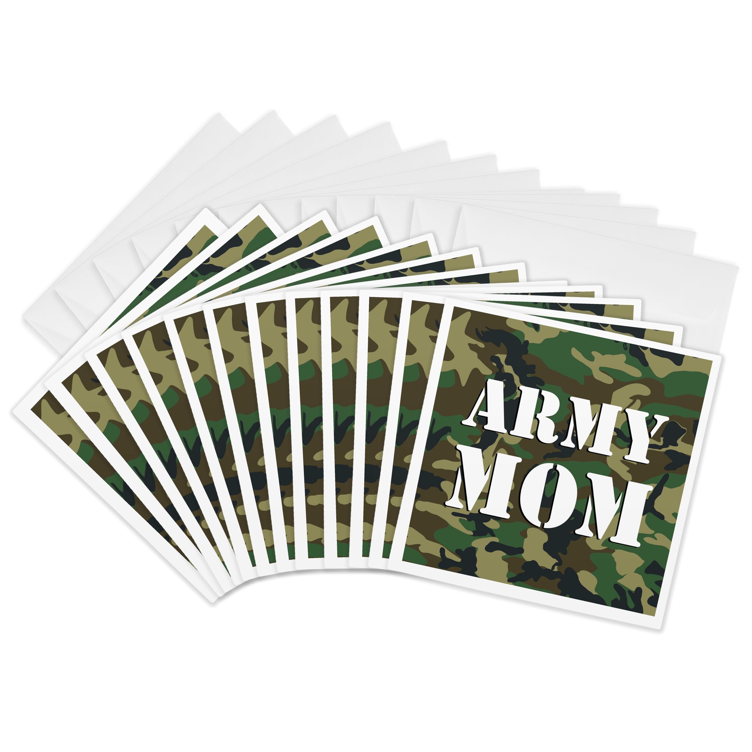 3dRose gc_15405_2 6 x 6-Inch "Army Mom Green Camouflage " Greeting Card (Pack of 12)
