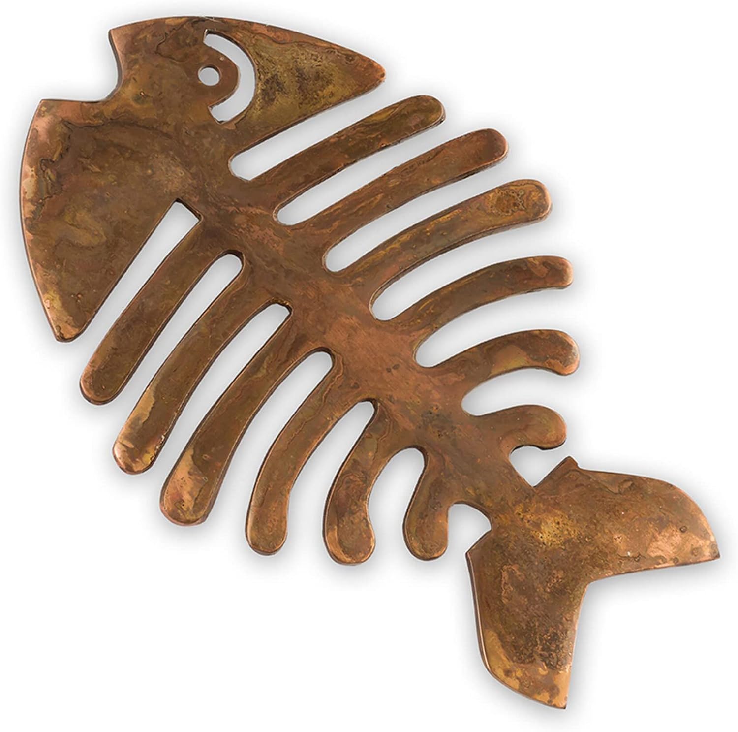 SPI Home 41018 Rustic Bronze Fish Skeleton 11 x 7 Aluminum Decorative Table Top Trivet Tray