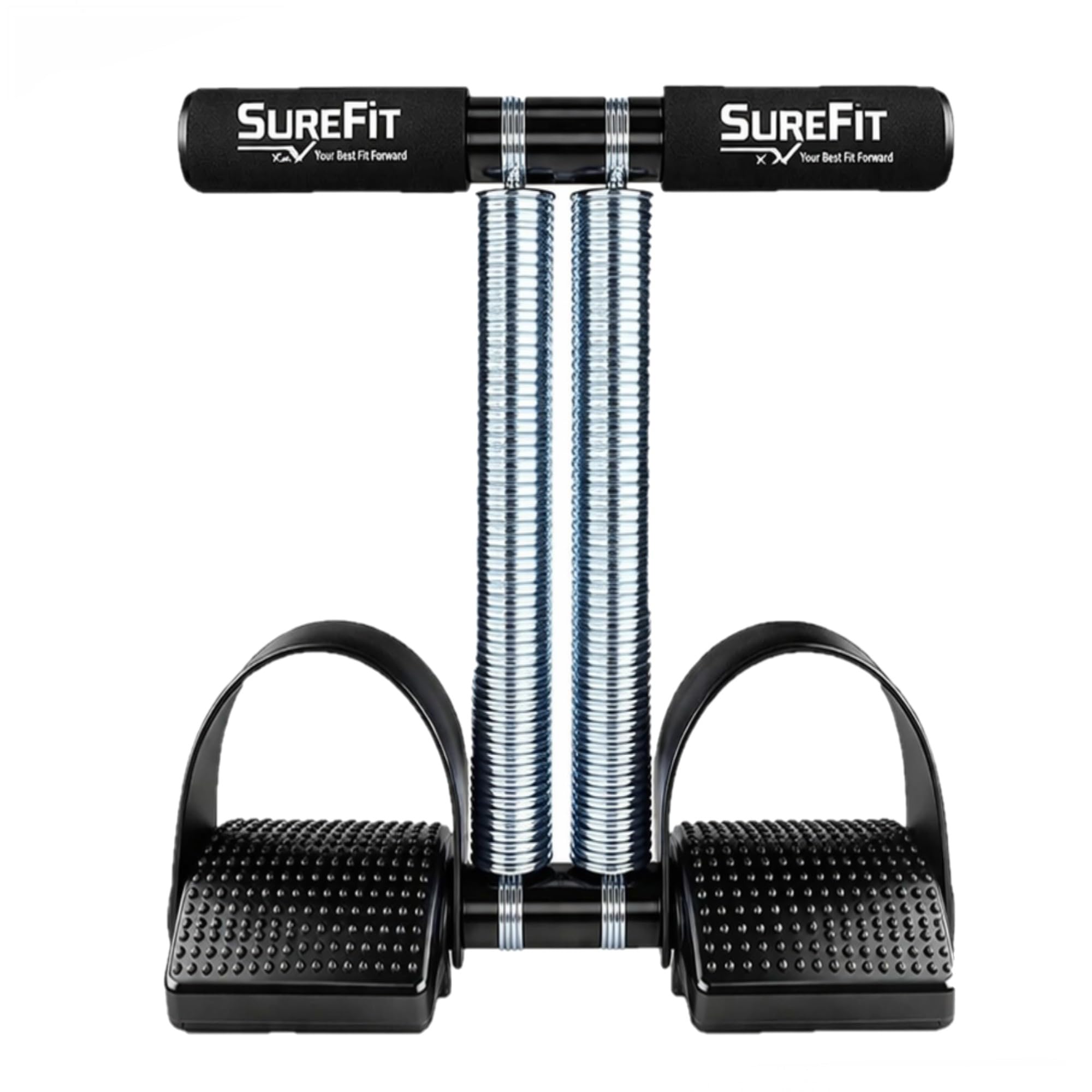 SUREFIT Double Spring Tummy Trimmer for Home Workout | Heavy Duty ABS Exerciser with Foot Pedals & Foam Handle | Belly Fat Burner, Core Strength & Full Body Fitness Equipment for Men & Women 3