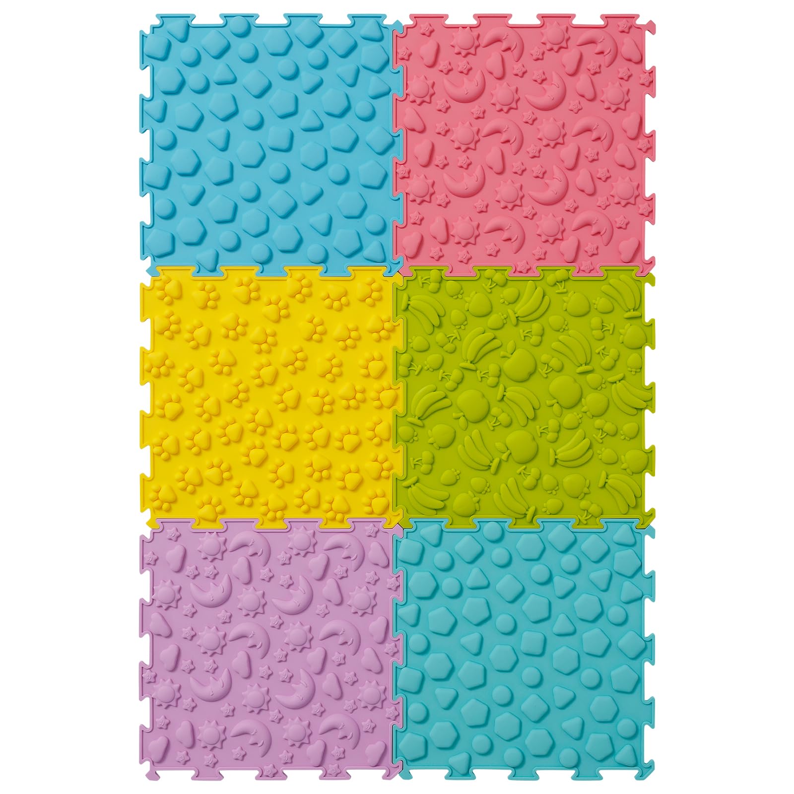 Sensorisches Massage-Puzzle für Kinder, 6-teilig, sensorische Matte, orthopädische Massagematte, Puzzle-Matte für Babys, für Berührungswahrnehmung, Fußprävention (6 Stücke)