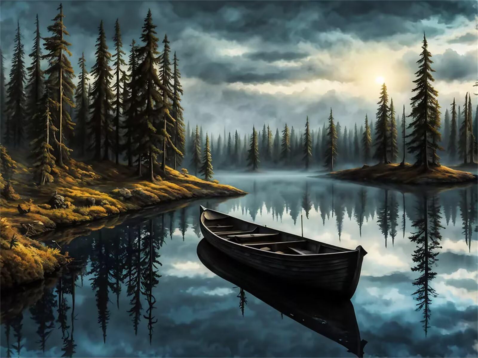 Łódź rzeczna Misty Grove Puzzle 1000 sztuk,Puzzle DIY dla dorosłych,Klasyczna łamigłówka dla dorosłych Kreatywna rozrywka, wymagające gry