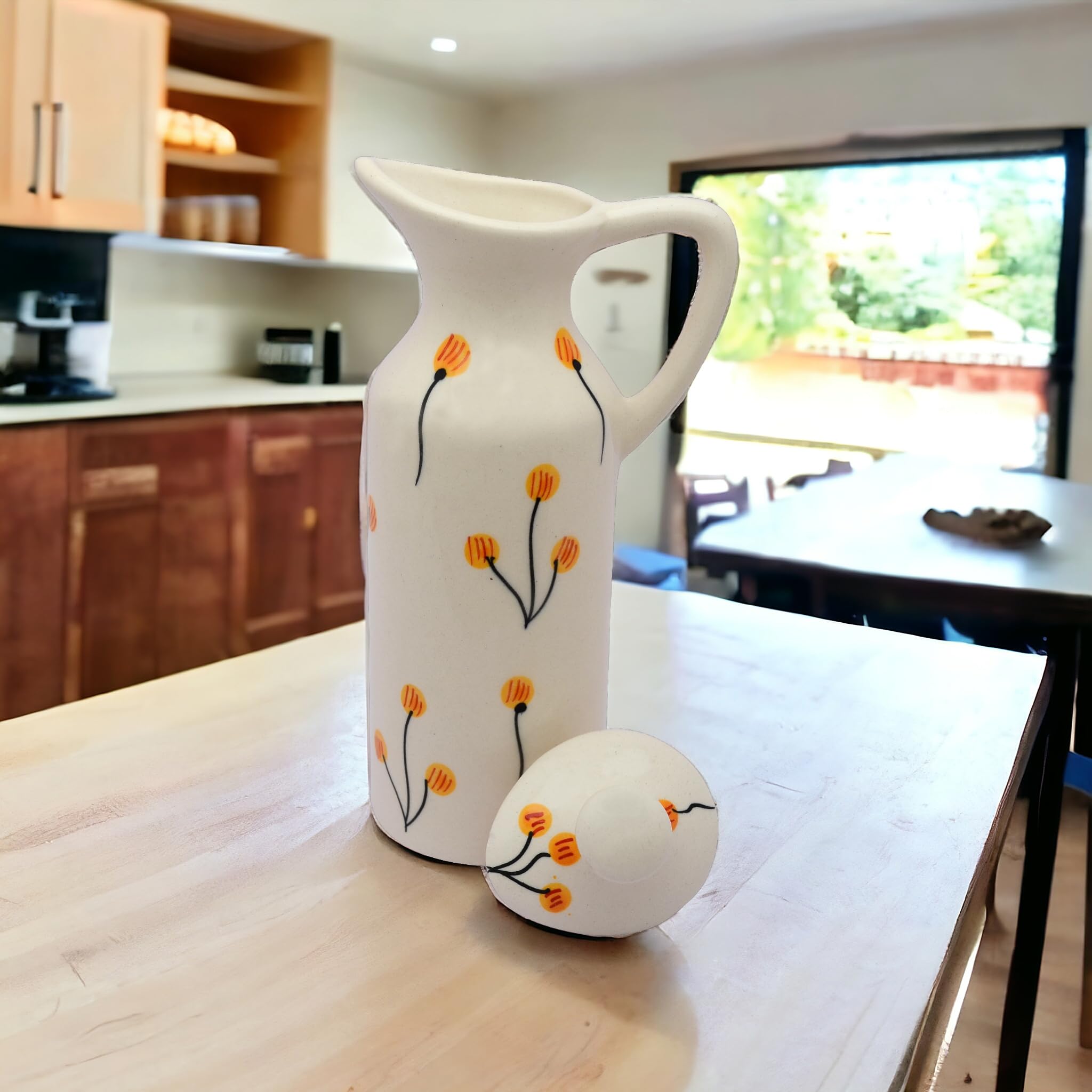MALAIKAH Ceramic Oil Dispenser, 300 ml, Ideal for Kitchen ware, Oil Storage & Dispenser, Hand-Painted, Pack of 1 White (B0CVSGVM1W) Amazon Price History, Amazon Price Tracker