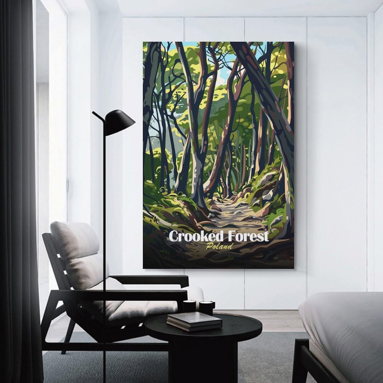 Junmoney Unframe-Style-12 Crooked Forest Poland Art Print Canvas Wall Art, 24X36inch(60X90cm), For Living Room, Bedroom, Office Or Hallway, Versatile Wall Decor For Many Rooms