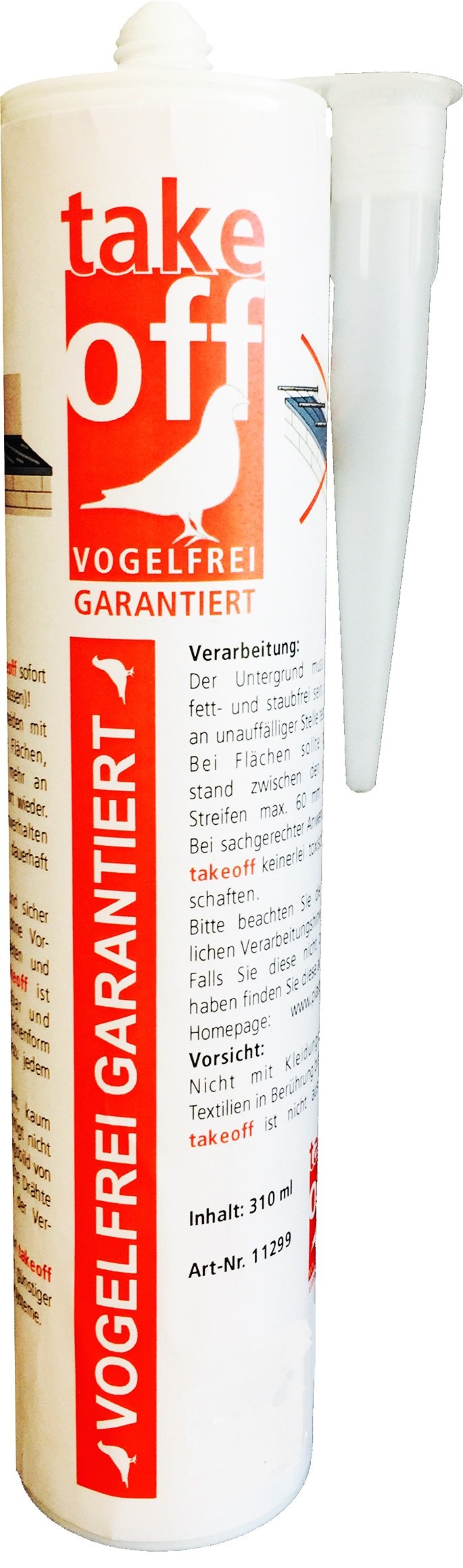 TakeOff Vogelfrei 1 Stück Kartusche - Garantierte Vogelabwehr / Taubenabwehr Paste, Biozidfrei, Effektiv, langlebige Funktion