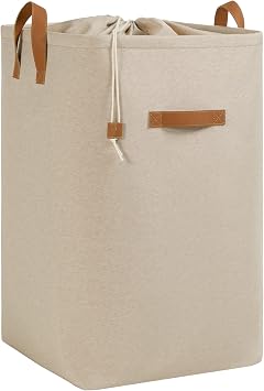 Ocean Home Textile Gathered Beige Color Laundry Basket 36 x 36 x 57 cm