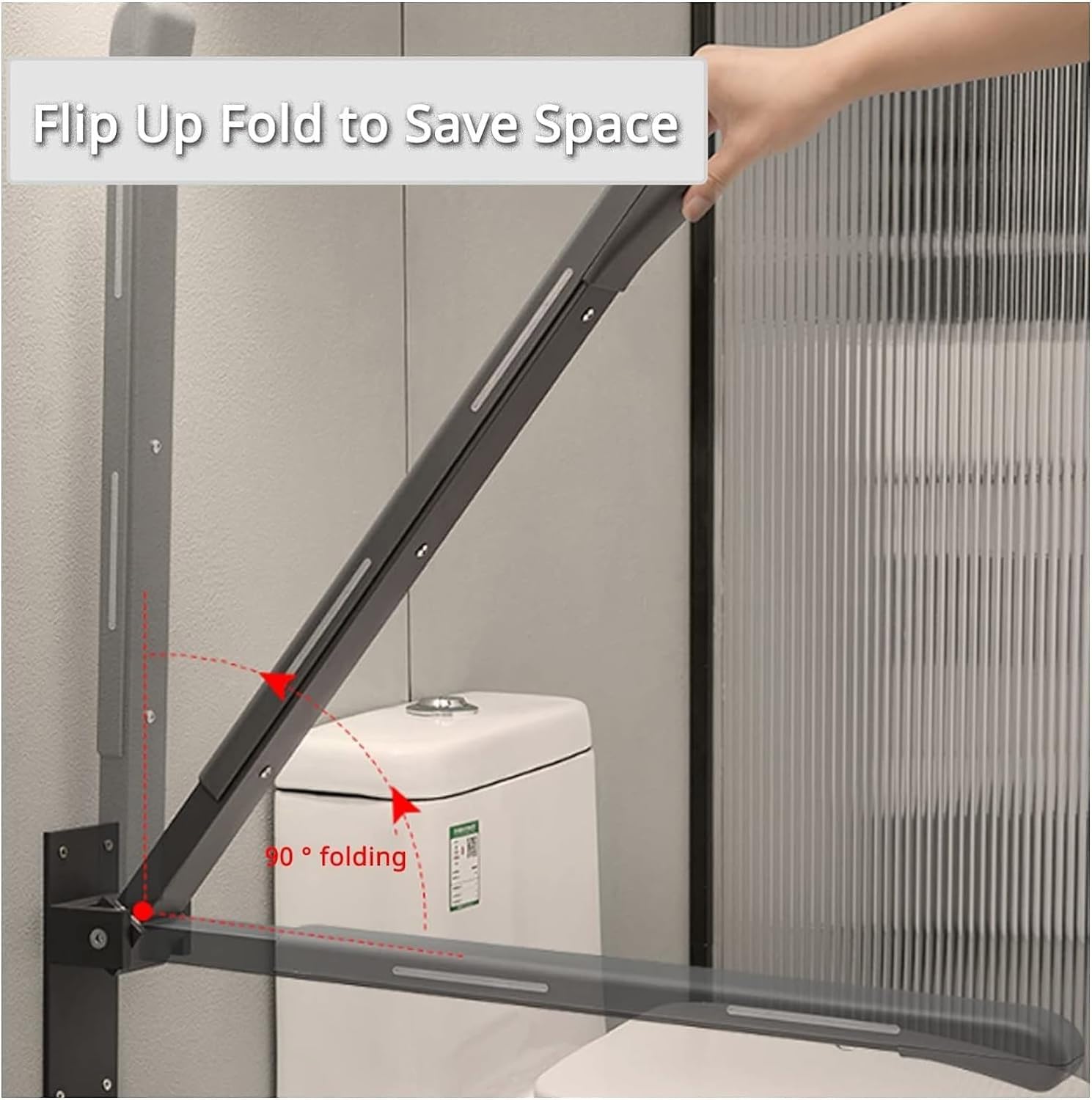 Asidero plegable, WC carril de apoyo, baño de agarre montado en la pared agarradera de seguridad, para las personas maayores bariátricos discapacitados de apoyo Cuarto de baño Ayuda Assist Rail (Colo