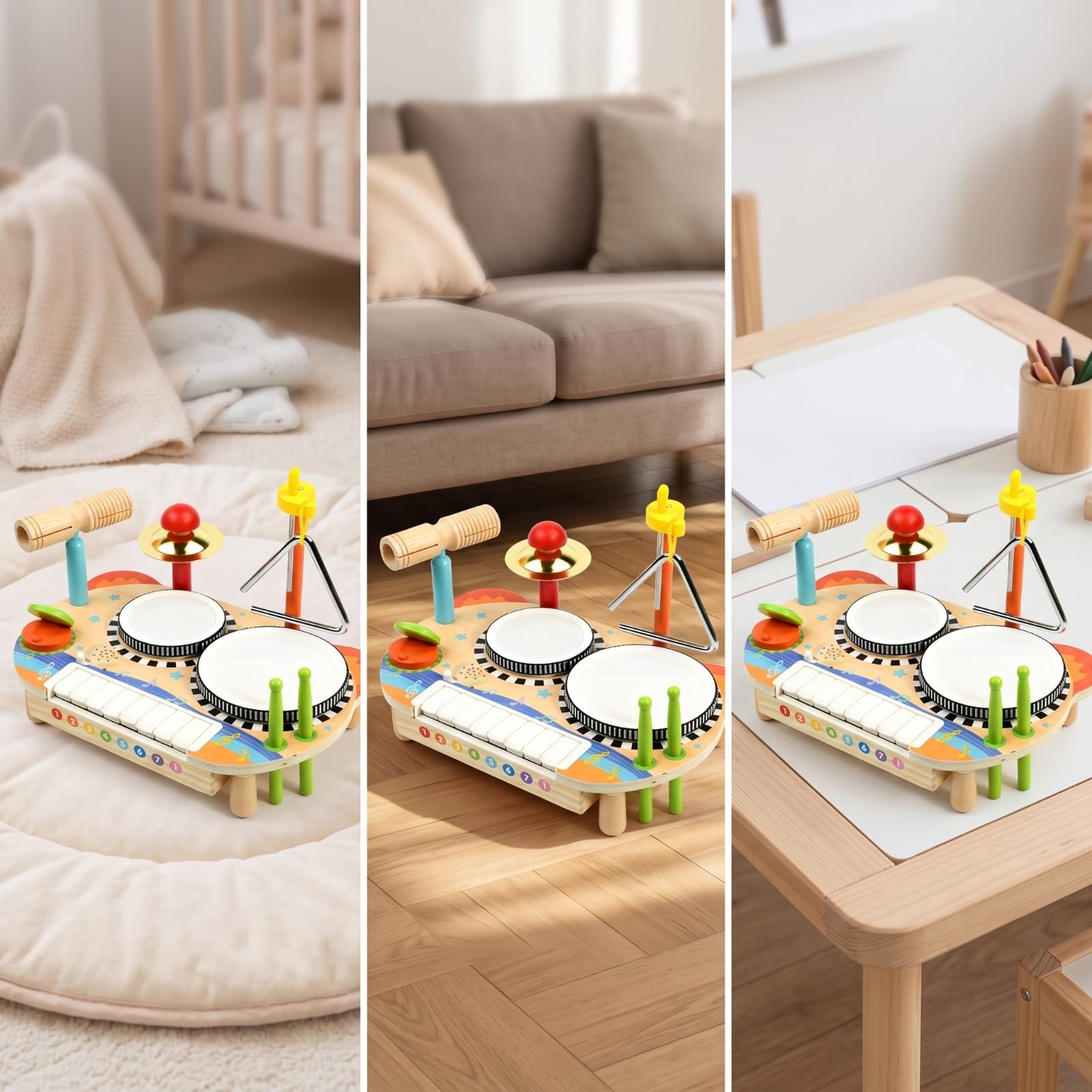 TISHITA Xilófono Educativo Batería | Estimulación Musical Temprana, Batería Juguete con Xilófono, Interactivo, Piano, Niños