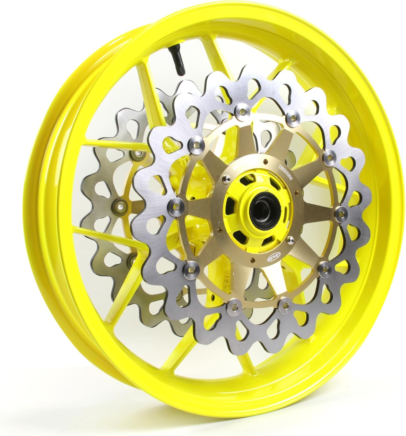 Neon Yellow Front Rear Wheel Rim and Brake Discs Rotors Compatible with Honda CBR1000RR 2006-2016, Motorcycle Replacement Accessories Parts