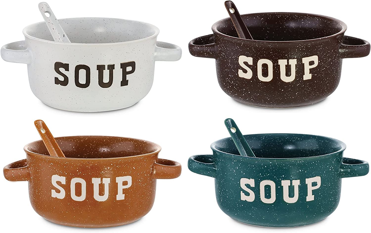 Amazon.com | ZENVY Soup Bowl Set of 4 | Ceramic Soup Bowls and