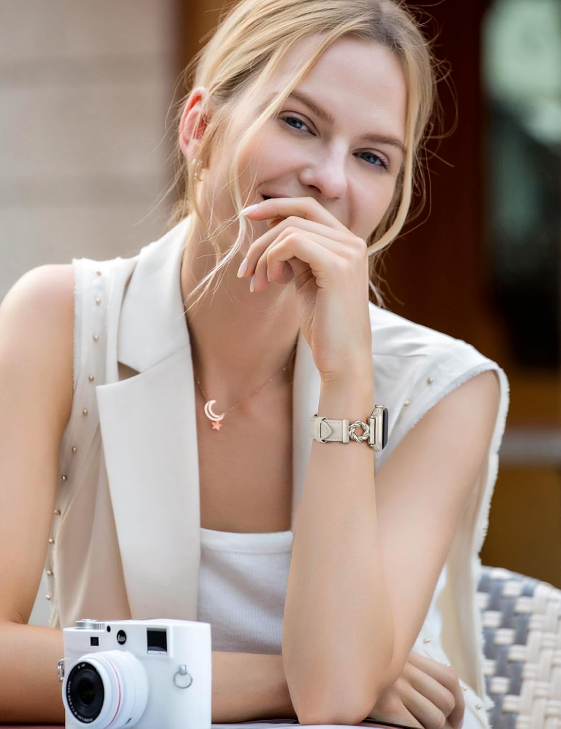 Wearlizer Leather Band Compatible with Apple Watch Bands Women 38/40/41/42/44/45/46/49mm, Dressy Fancy Camellia Flowers Buckle Strap for iWatch iWatch Series 11 10 9 8 7 6 5 4 3 SE/Ultra 3 2 1 - Image 6