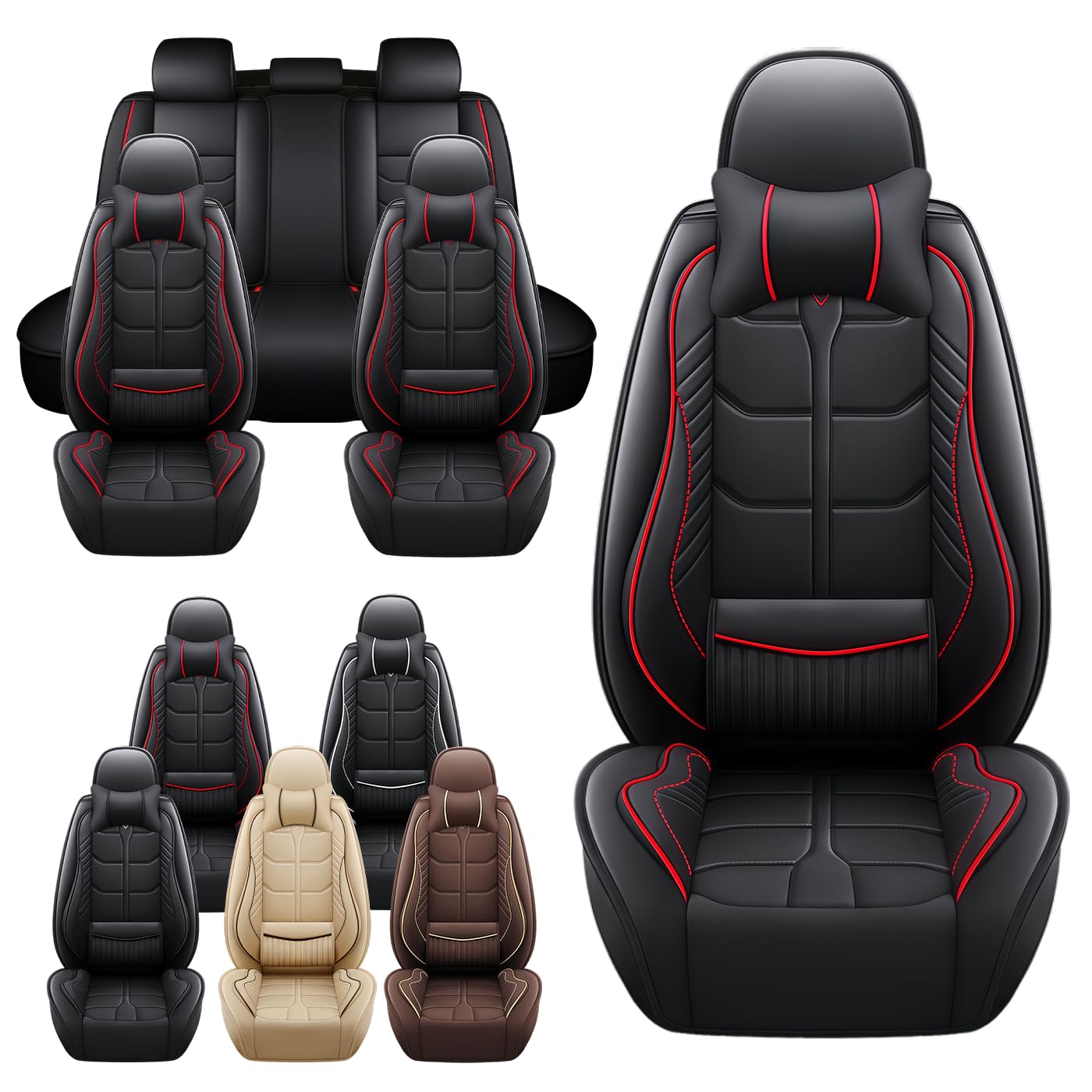 Leather Car Seat Covers Fit for Toyota Tundra 2000-2024 5 Seater Car Seat Cover Premium Waterproof Scratch Resistant