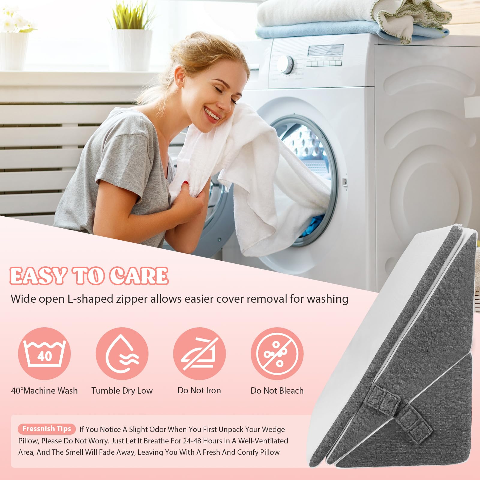 Cuscino a cuneo in memory foam con altezza regolabile – ideale per recupero chirurgico, reflusso, russare e problemi alla schiena, cuscino ortopedico per letti, con rivestimento lavabile e manici