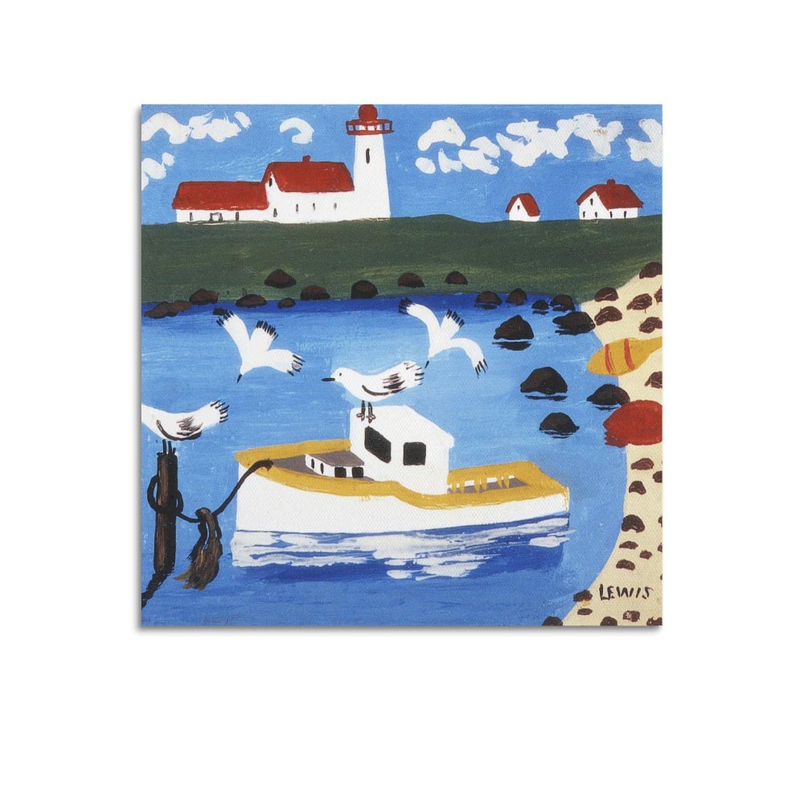 Sjwiner Unframe-Style Maud Lewis Painter Artwork Poster Wall Art Aesthetic Cover Poster Design Painting For Living Room Bed Room 12X12inch(30X30cm)
