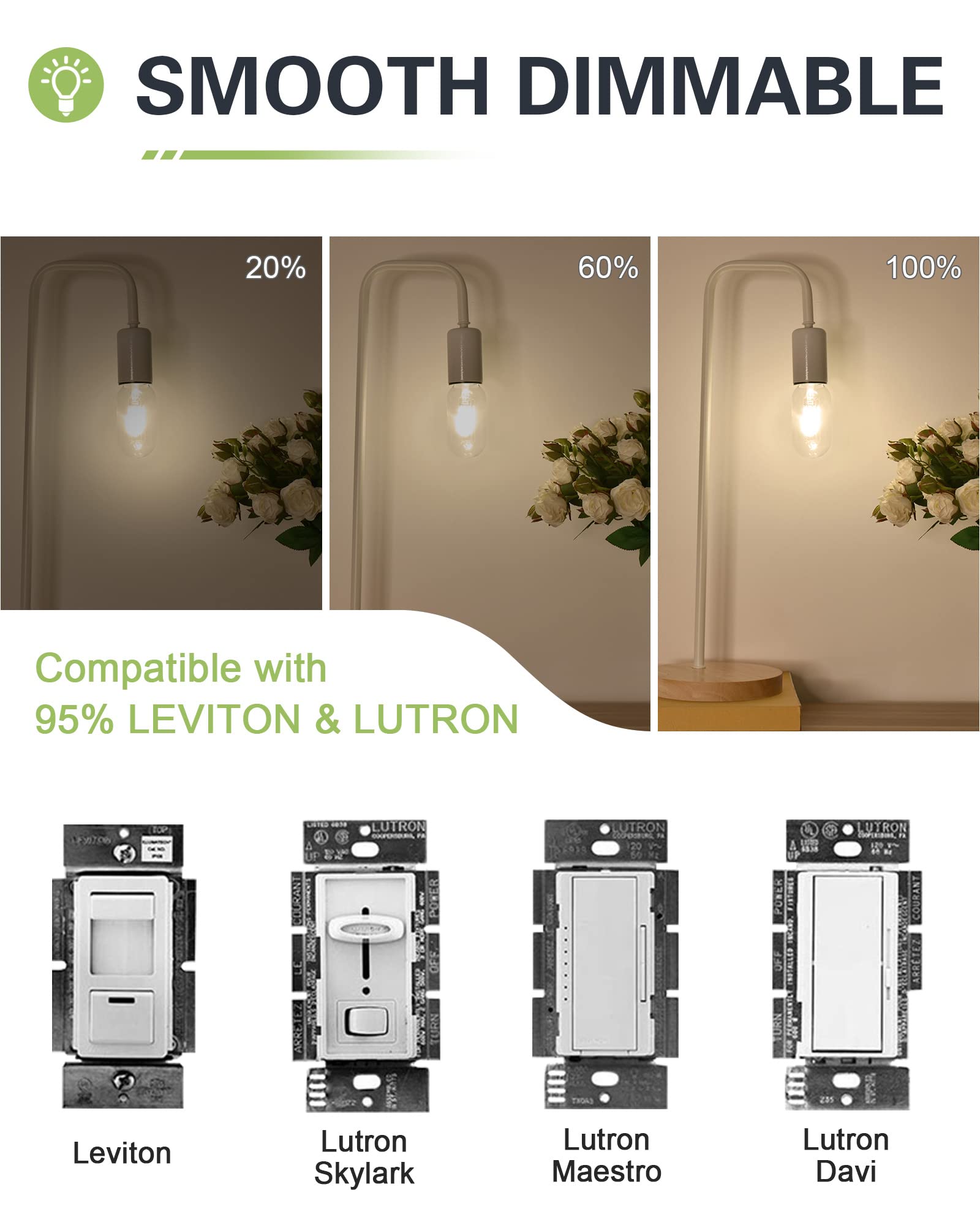 T45 E26 LED Bulb Dimmable 40W Equivalent E26 Bulb 4 Watt Warm White 2700K E26 Edison Bulb AC120V — view 3