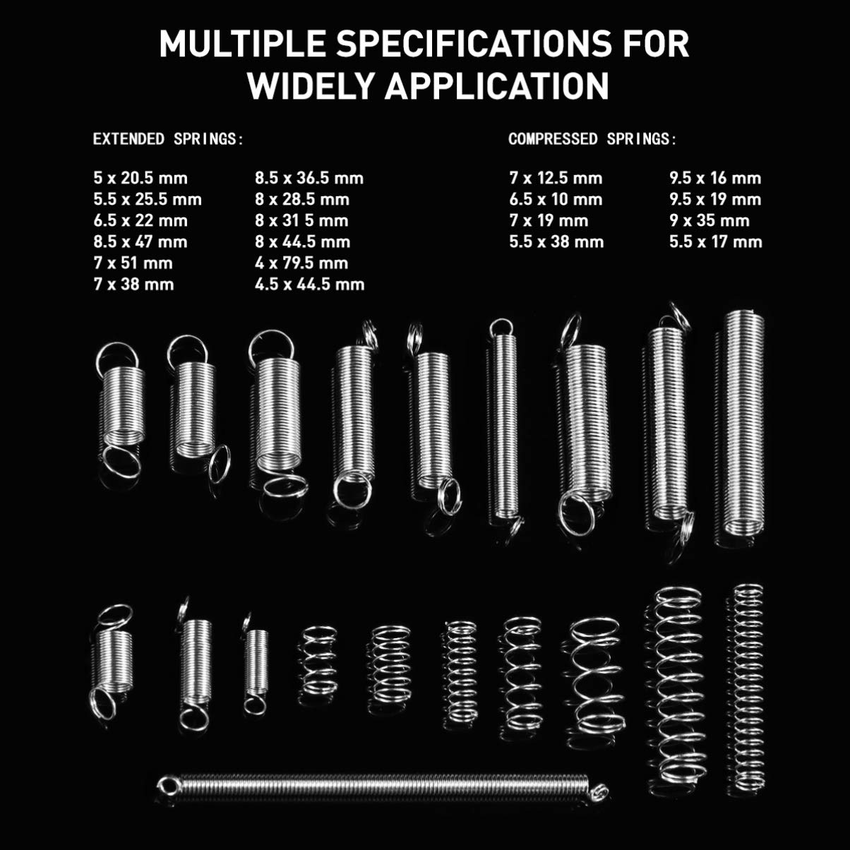 BESPORTBLE 200PCS Spiral Springs Galvanized Standard Extension Springs Set Spring Assortments Spring Kit