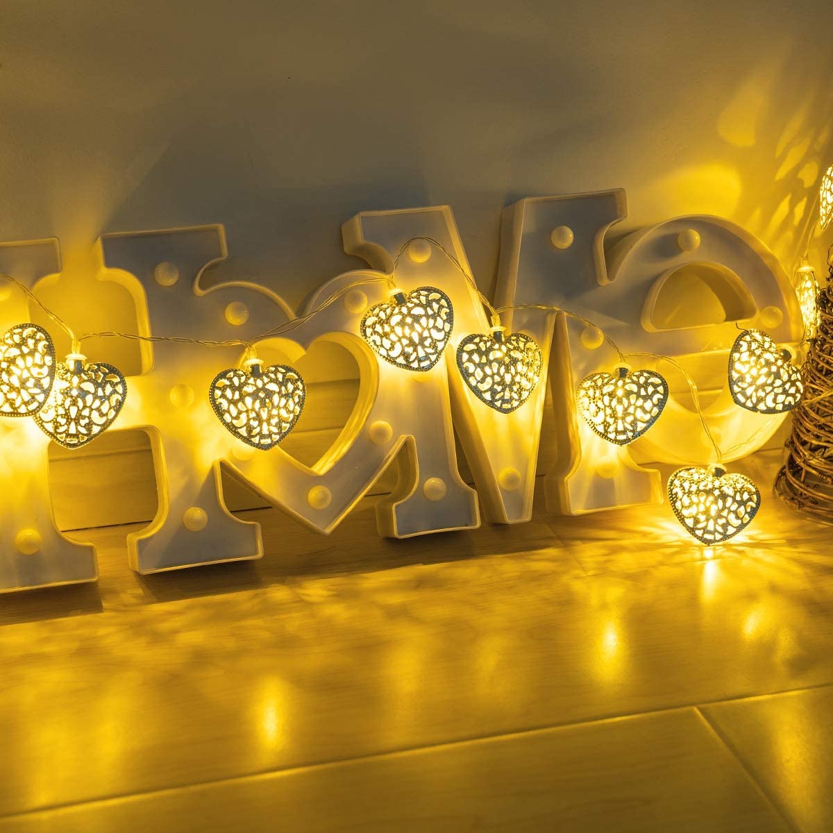 LED Lichterkette In Herzform – 3 M, 20 LEDs, Batteriebetrieben, Warmweiß Für Deko Innen & Außen
