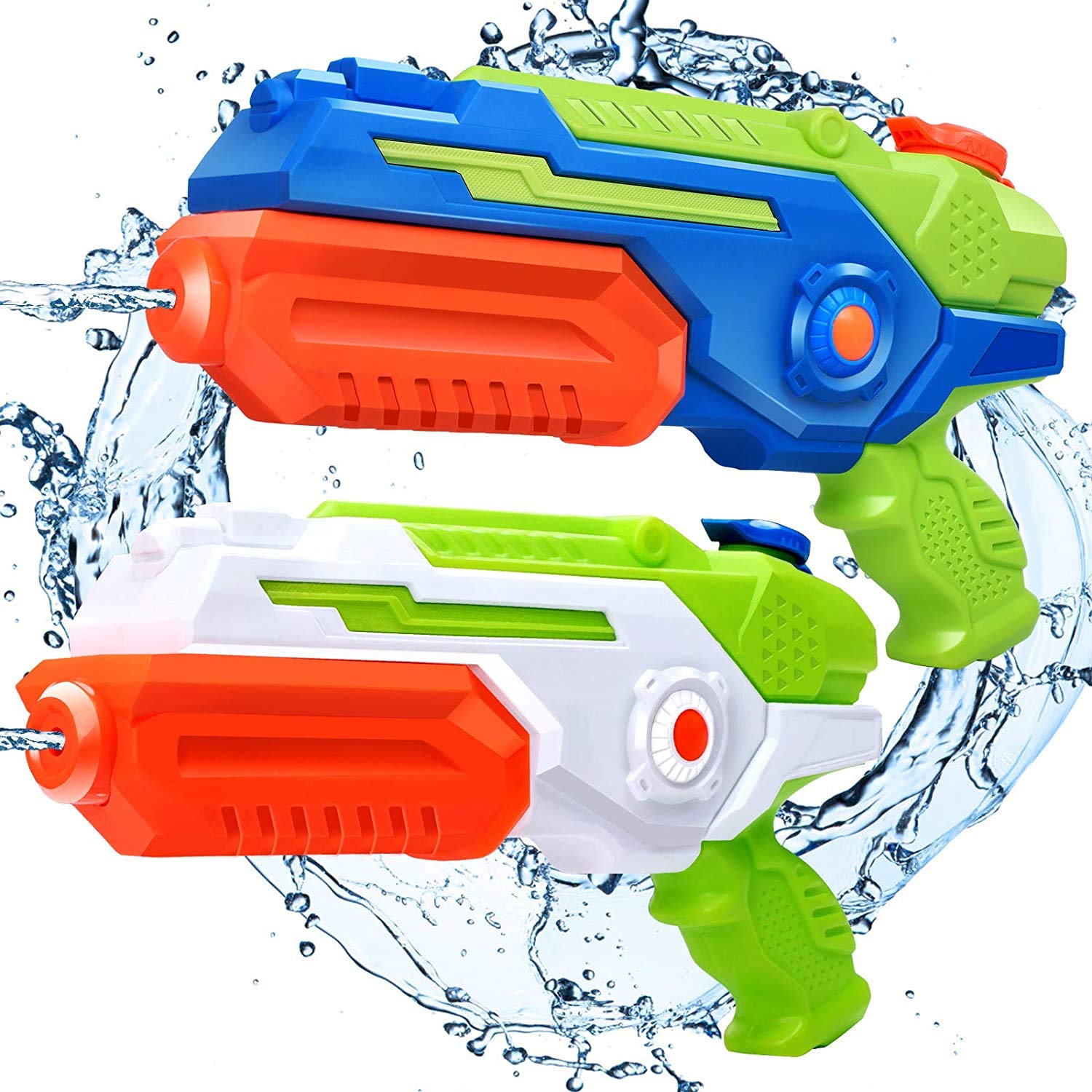 OBOVO Super Water Gun for Kids 2000CC High Capacity Water Soaker Blaster Squirt Guns 10M Long Range Fast Trigger Summer Toys for Adults Boys Girls Swimming Pools Party Outdoor Beach Sand (2 pack)