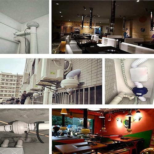 Miniatura 7 de Ventilador de conducto en línea con sistema de mitigación de radón de 4 pulgadas y 260 CFM, IP67 impermeable para interiores y exteriores, equipo de