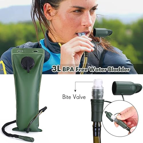 Miniatura 2 de Mochila de hidratación con vejiga de 3 litros, bolsa de agua táctica para senderismo, ciclismo, correr, caminar y escalar
