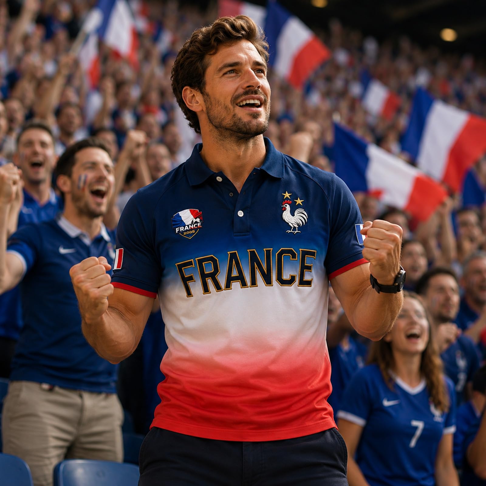 Coupe du Monde de Football Maillot Officiel des Supporters de France – Style Officiel – Confortable, Respirant et décontracté
