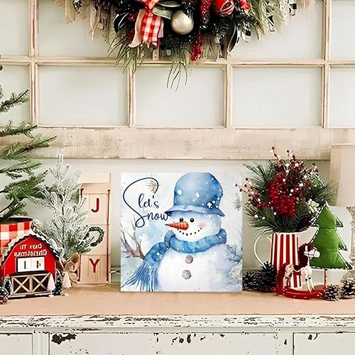 Miniatura 2 de Mtrgdn Letrero de Feliz Navidad, Letrero de Caja de Madera de Mesa de Muñeco de Nieve de Invierno, Letreros de Caja de Madera de Decoración Navideña