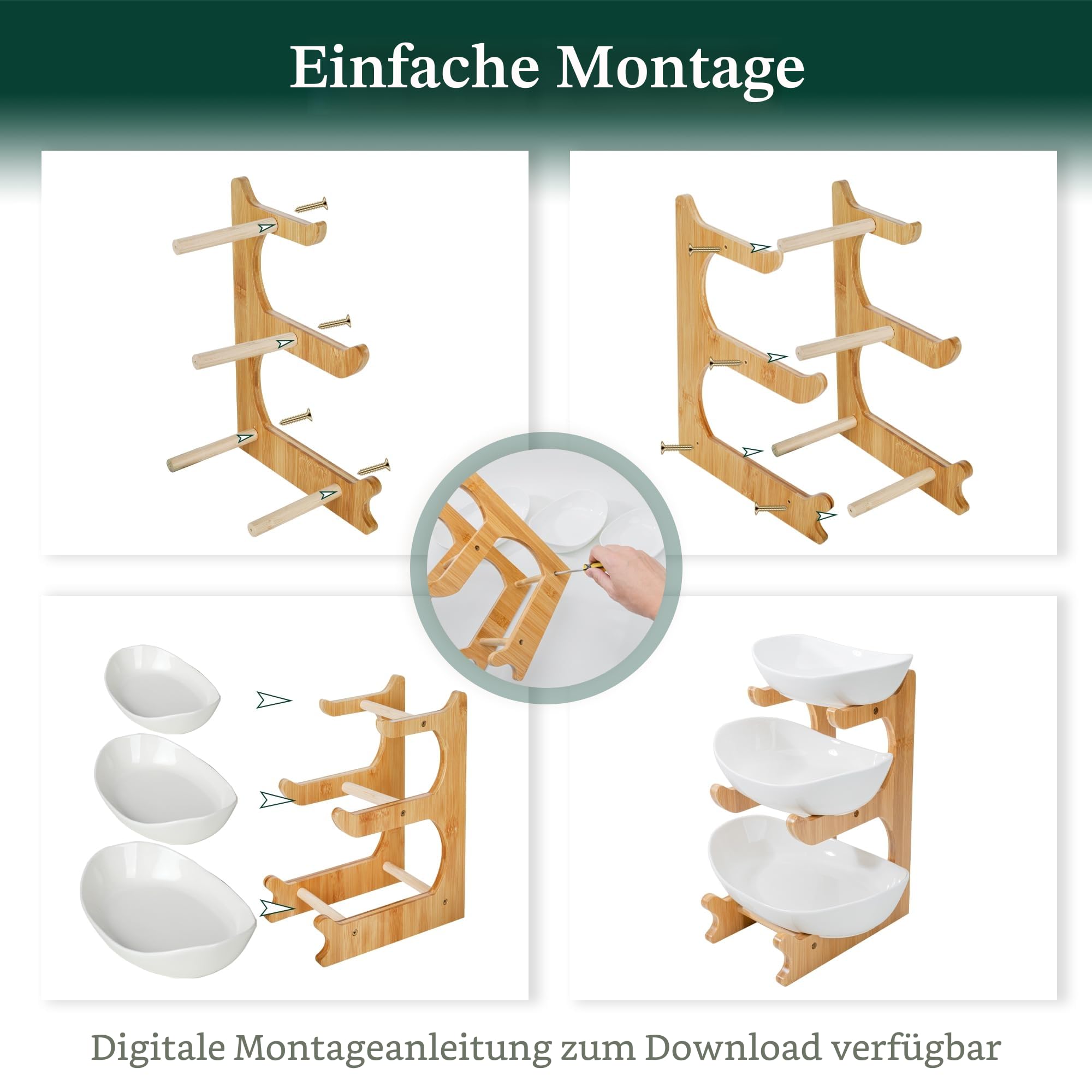 SEVEN SPARTA Obst Etagere 3 Stöckige Obstschale Keramik Schale für Küche Obst Aufbewahrung (3 Etagen)