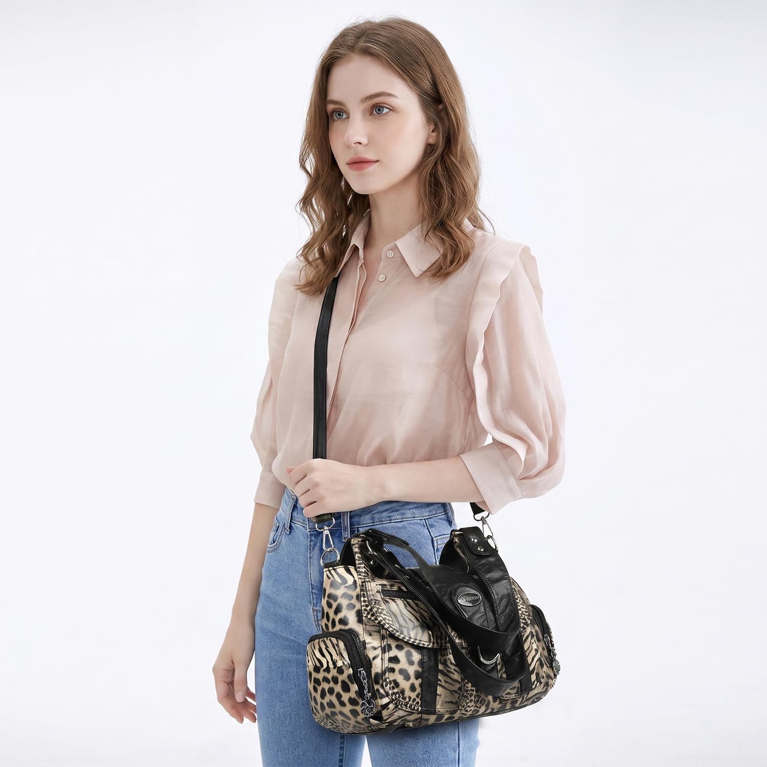 Damen Tasche Damenhandtasche Handtasche Hobo Schultertasche Shopper aus PU-Leder Damentasche Umhängetasche Taschen Leopardenmuster Henkeltasche für Frauen Mutter