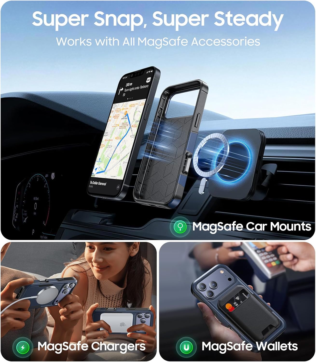 Magnetic for iPhone 17 Pro Max Case Military-Grade Shockproof, Rugged Phone Case, Heavy Duty Protection [Compatible with MagSafe] Anti-Fingerprint Cover for iPhone 17 Promax 6.9", Blue - Image 5