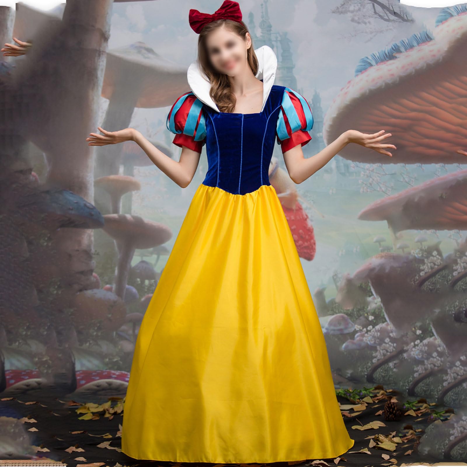 FGRID Damska sukienka księżniczki Cosplay, seksowna bajkowa królewna śnieżka przebranie, plus rozmiar balu kostium na Halloween element ubioru